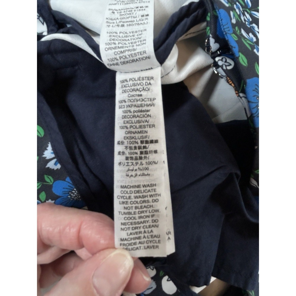 TORY BURCH SPORT Tech Twill Golf Skort L Women Blue Floral Active Tennis Pockets - Picture 8 of 9